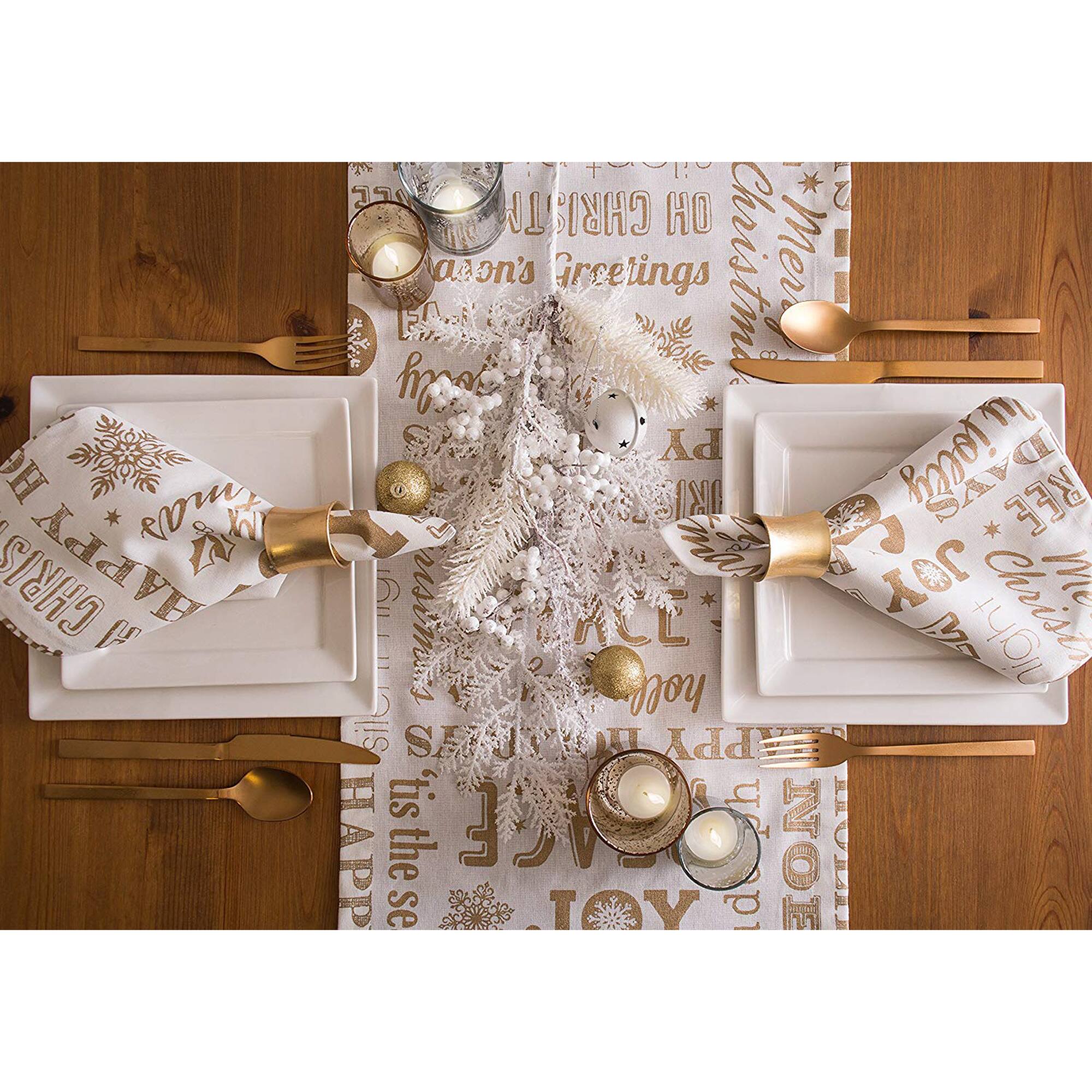 DII® 72" Gold Christmas Collage Table Runner